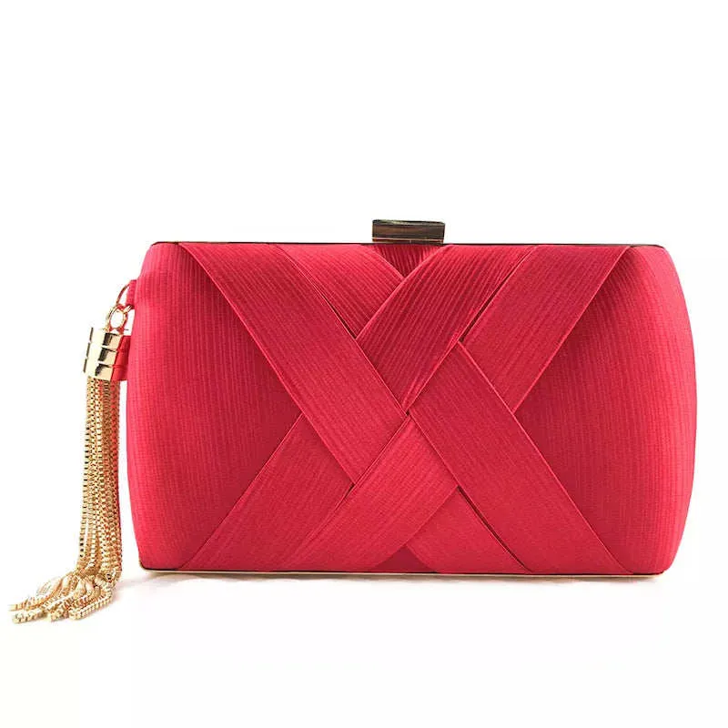 Goldtone And Red Clutch With Tassel sold by Zulily