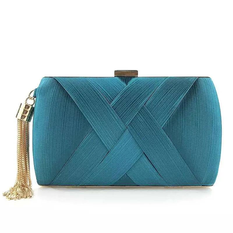 Goldtone And Teal Clutch With Tassel sold by Zulily
