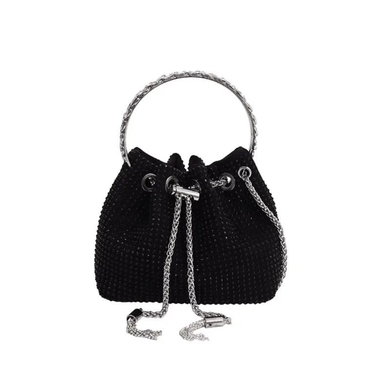 Black & Clear Crystal Studded Crossbody Hand Bag sold by Zulily