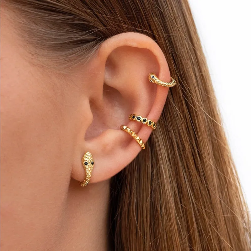 Goldtone Black Snake Earring And Cuff Set sold by Zulily