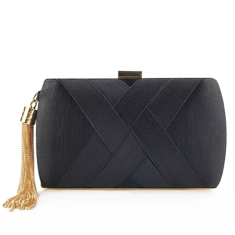 Goldtone And Black Clutch With Tassel sold by Zulily
