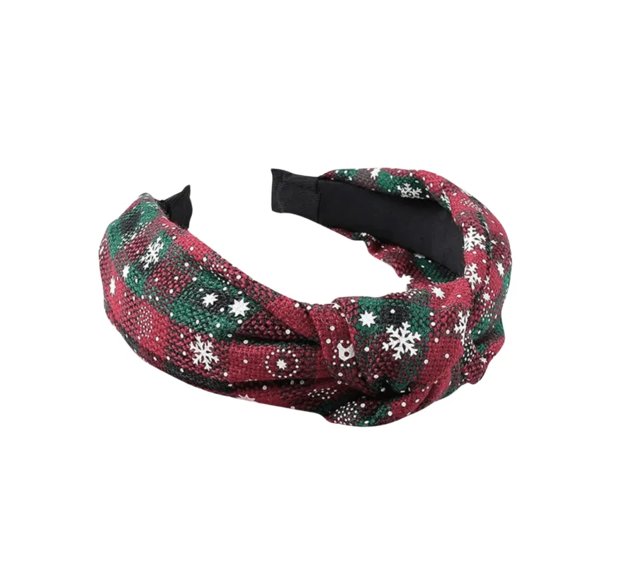 Classic Red & Green Plaid Christmas Snowflake Knotted Headband sold by Zulily