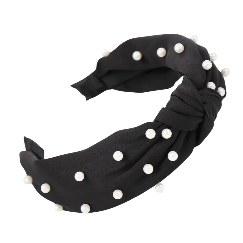 Black Faux Pearl Knotted Headband sold by Zulily