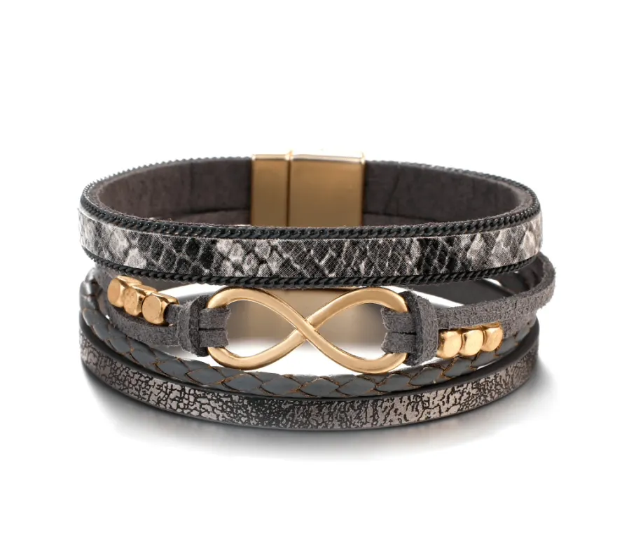 Dark Gray Goldtone Infinity Multi Strand Bracelet made by Zulily