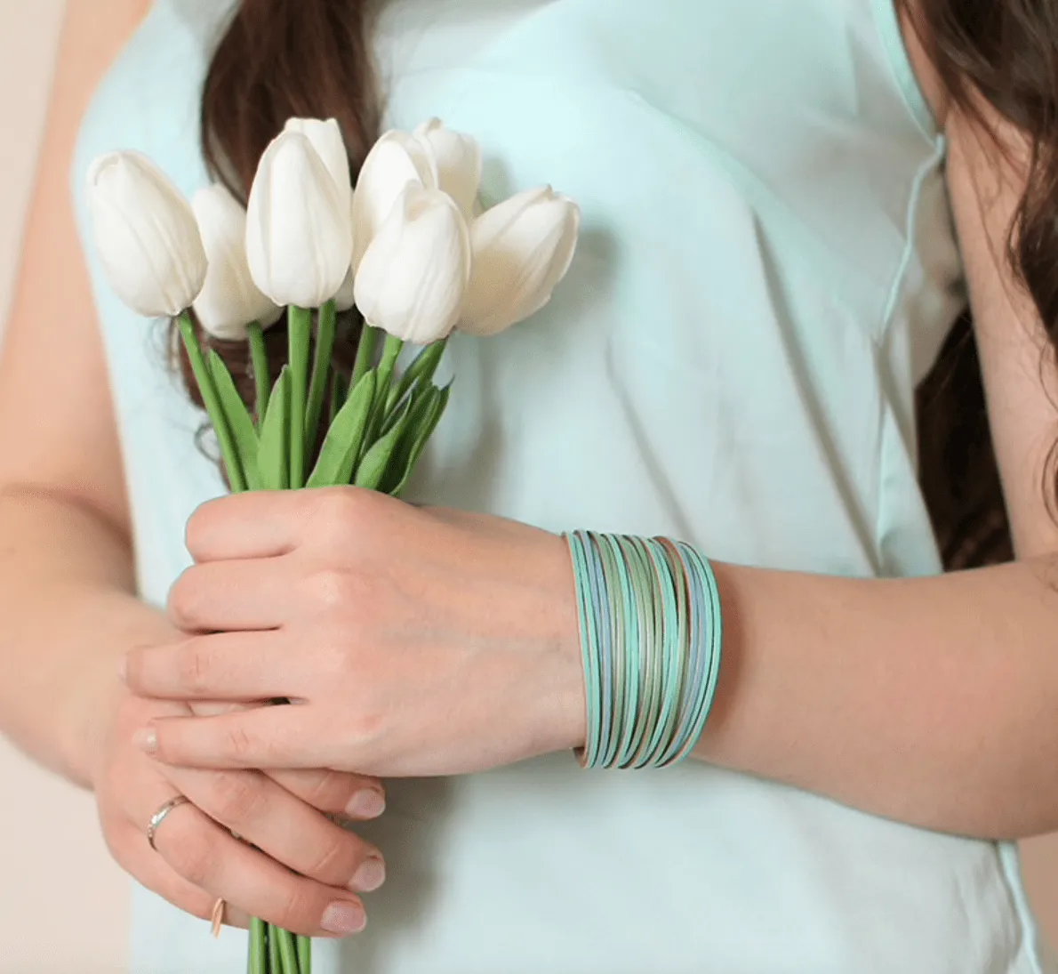 Metallic Green Blue Multi Strand Faux Leather Bracelet sold by Zulily product image thumbnail 2