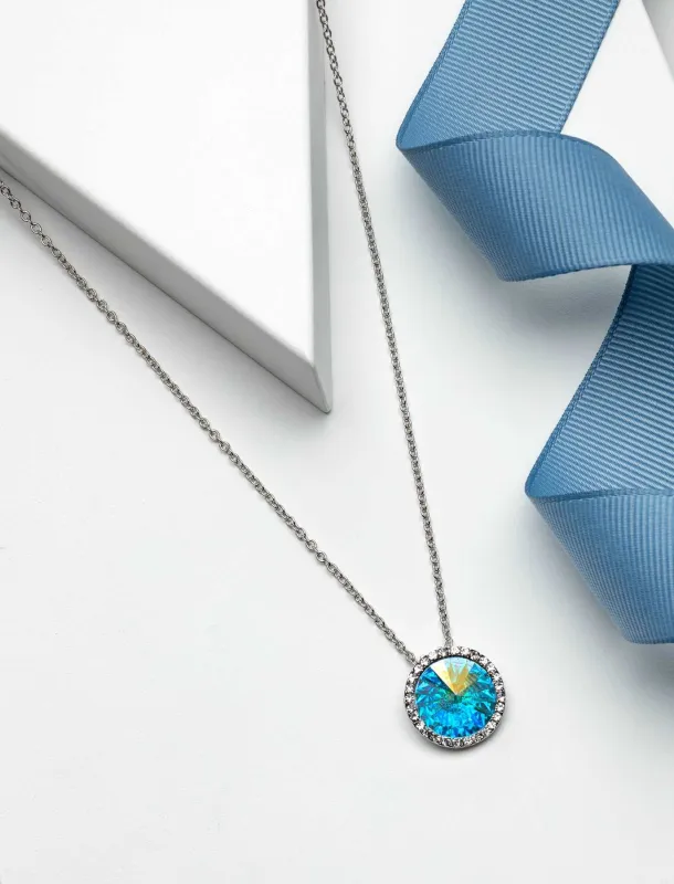 Aurora Borealis Swarovski Crystal Halo Pendant Necklace sold by Zulily