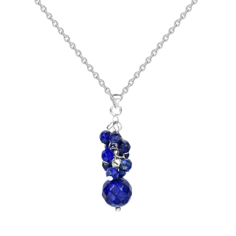 V3 Jewelry Sterling Silver Lapis Lazuli Cluster Drop Necklace sold by Zulily