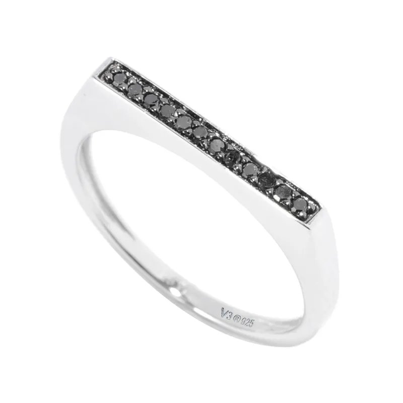 V3 Jewelry Sterling Silver Natural Black Diamond Stackable Band Ring sold by Zulily