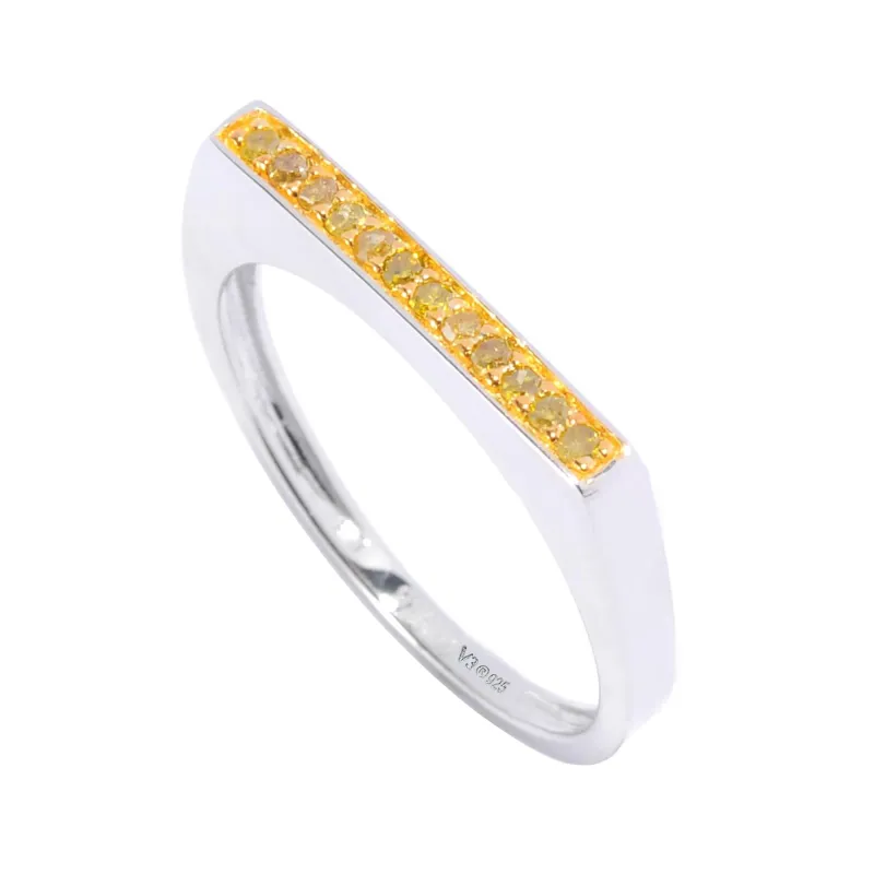 V3 Jewelry Real Yellow Diamond Sterling Silver Stackable Band Ring sold by Zulily