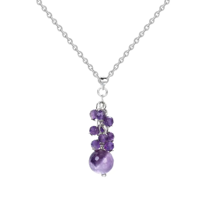 V3 Jewelry Sterling Silver Natural Amethyst Cluster Drop Necklace sold by Zulily