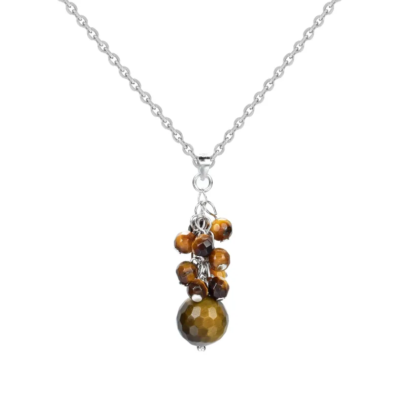 V3 Jewelry Sterling Silver with Natural Tiger Eye Cluster Drop Necklace 18" sold by Zulily