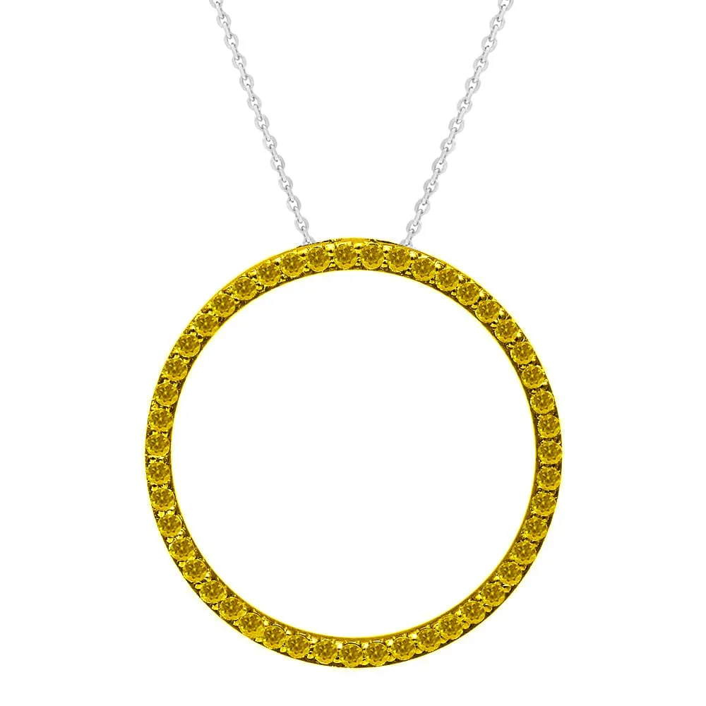 V3 Jewelry Sterling Silver Real Yellow Diamond Circle Pendant sold by Zulily