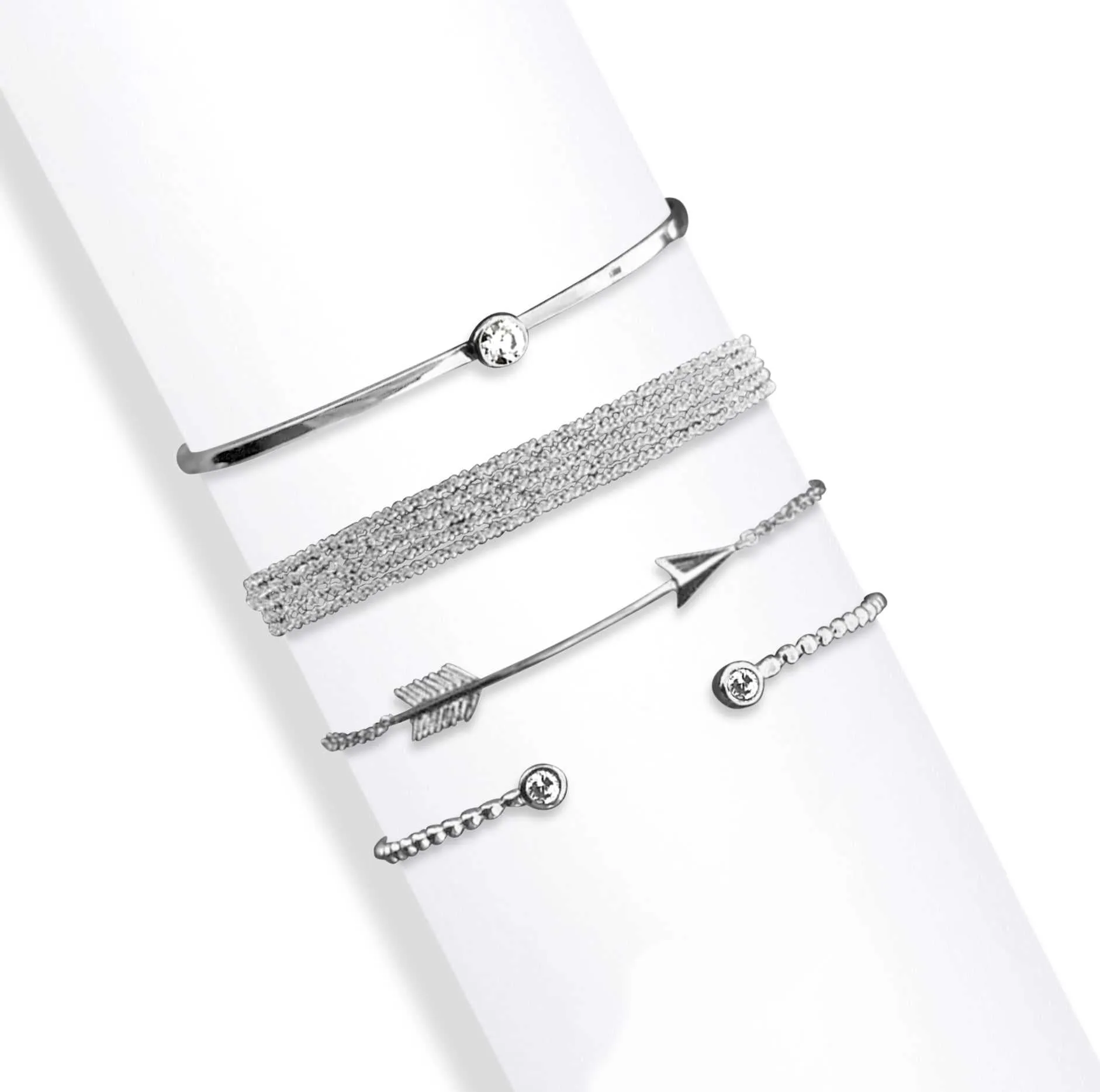 Stackable Set of 4 Bracelets & Bangles - made with Swarovski Crystals in Silver Arrow and Bangle sold by Zulily