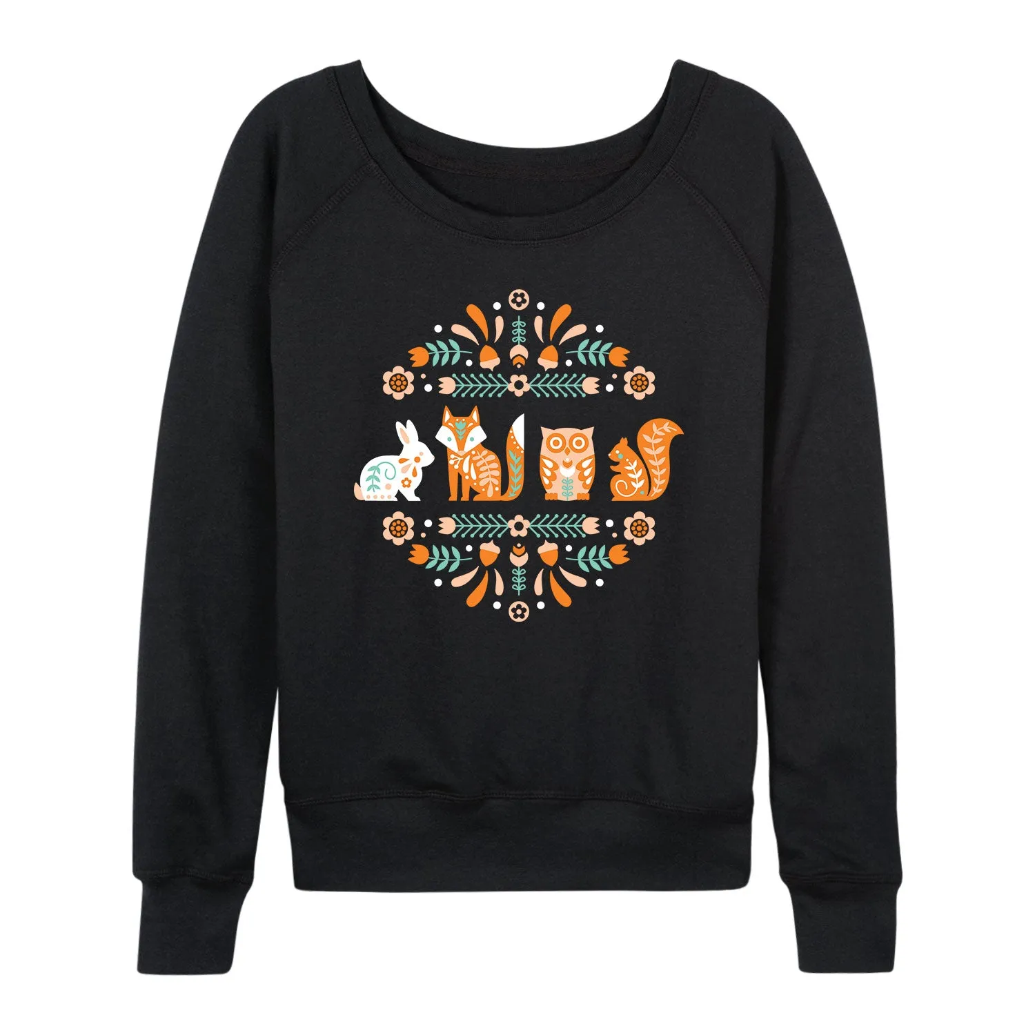 Instant Message - Scandinavian Woodland Creatures - Ladies French Terry Long Sleeve Shirt sold by Zulily