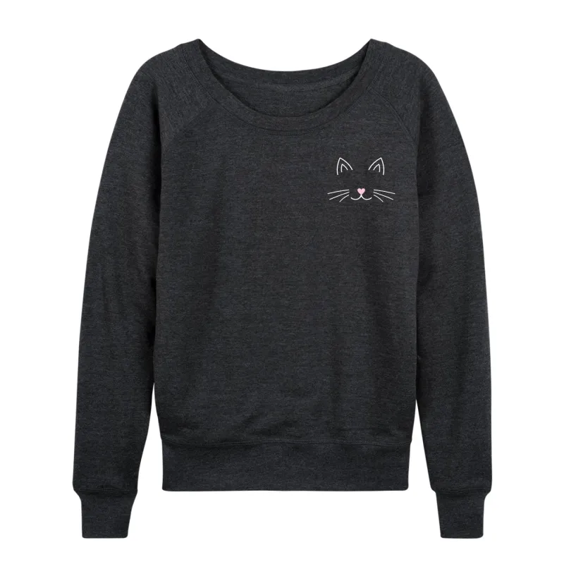 Instant Message - Cat Face - Women's French Terry Long Sleeve Pullover sold by Zulily