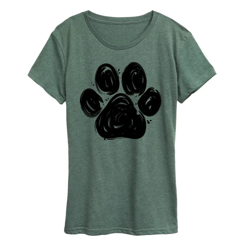 Instant Message - Brushstroke Paw Print - Women's Short Sleeve Graphic T-shirt sold by Zulily