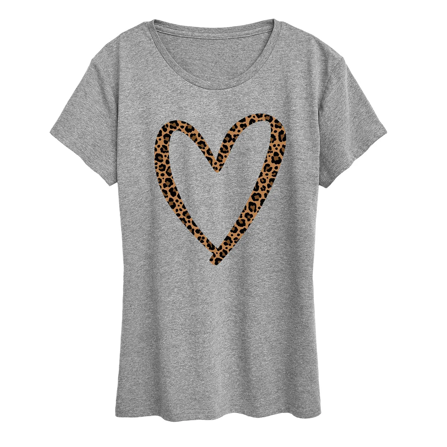 Instant Message - Leopard Print Heart Outline - Women's Short Sleeve Graphic T-Shirt sold by Zulily product image thumbnail 4