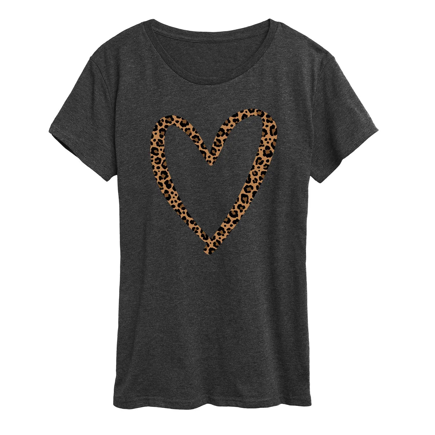 Instant Message - Leopard Print Heart Outline - Women's Short Sleeve Graphic T-Shirt sold by Zulily product image thumbnail 2