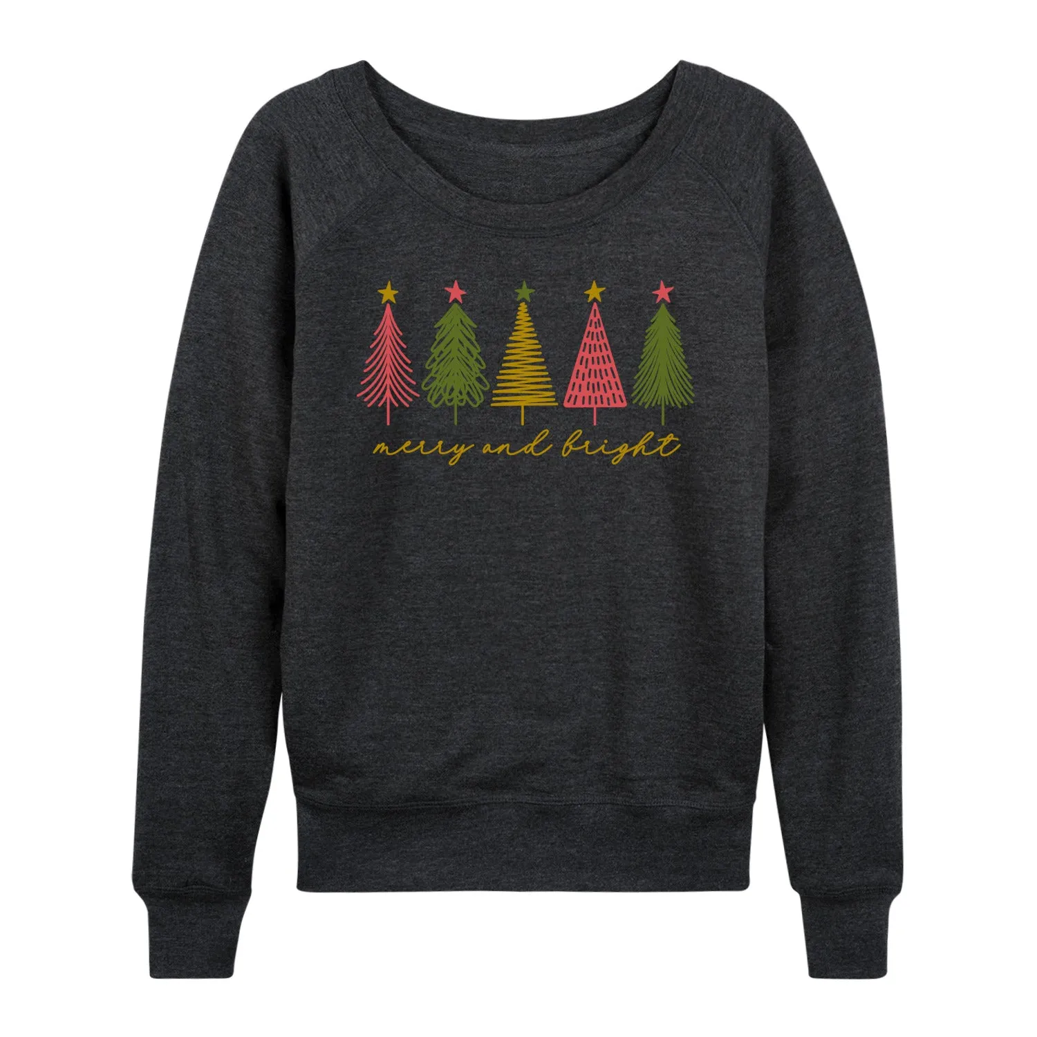 Instant Message - Merry And Bright Christmas Trees - Women's French Terry Long Sleeve Pullover sold by Zulily product image thumbnail 3