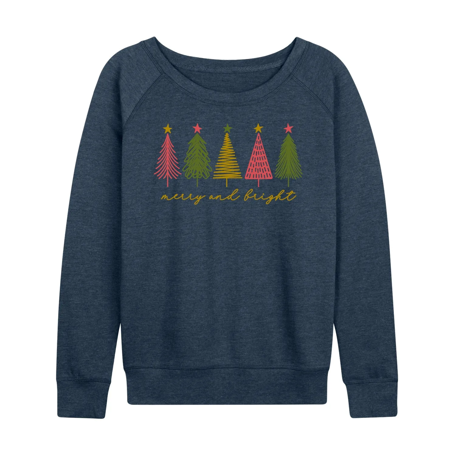 Instant Message - Merry And Bright Christmas Trees - Women's French Terry Long Sleeve Pullover sold by Zulily product image thumbnail 4