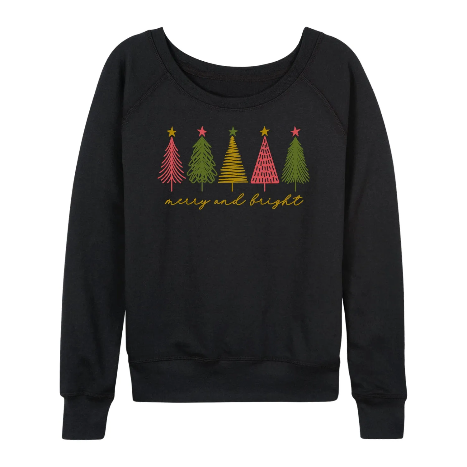 Instant Message - Merry And Bright Christmas Trees - Women's French Terry Long Sleeve Pullover sold by Zulily product image thumbnail 2