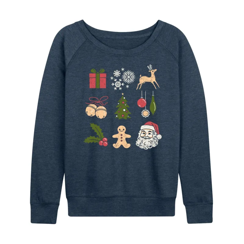 Instant Message - Christmas Icon Grid - Women's French Terry Long Sleeve Pullover sold by Zulily