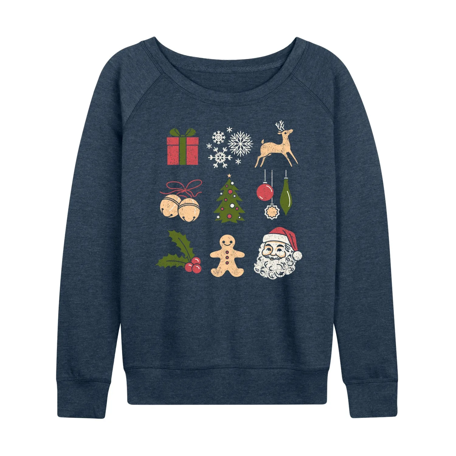 Instant Message - Christmas Icon Grid - Women's French Terry Long Sleeve Pullover sold by Zulily