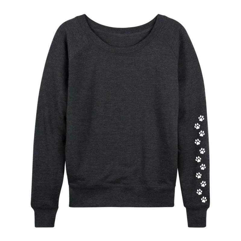 Instant Message - Paw Prints - Women's French Terry Long Sleeve Shirt sold by Zulily