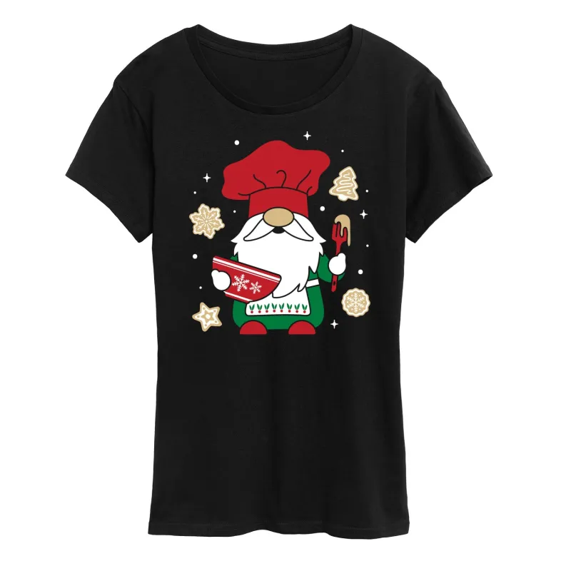 Instant Message - Christmas Baking Gnome - Women's Short Sleeve Graphic T-Shirt sold by Zulily
