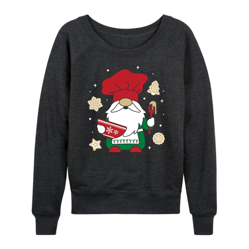 Instant Message - Christmas Baking Gnome - Women's Lightweight French Terry Long Sleeve Shirt made by Zulily