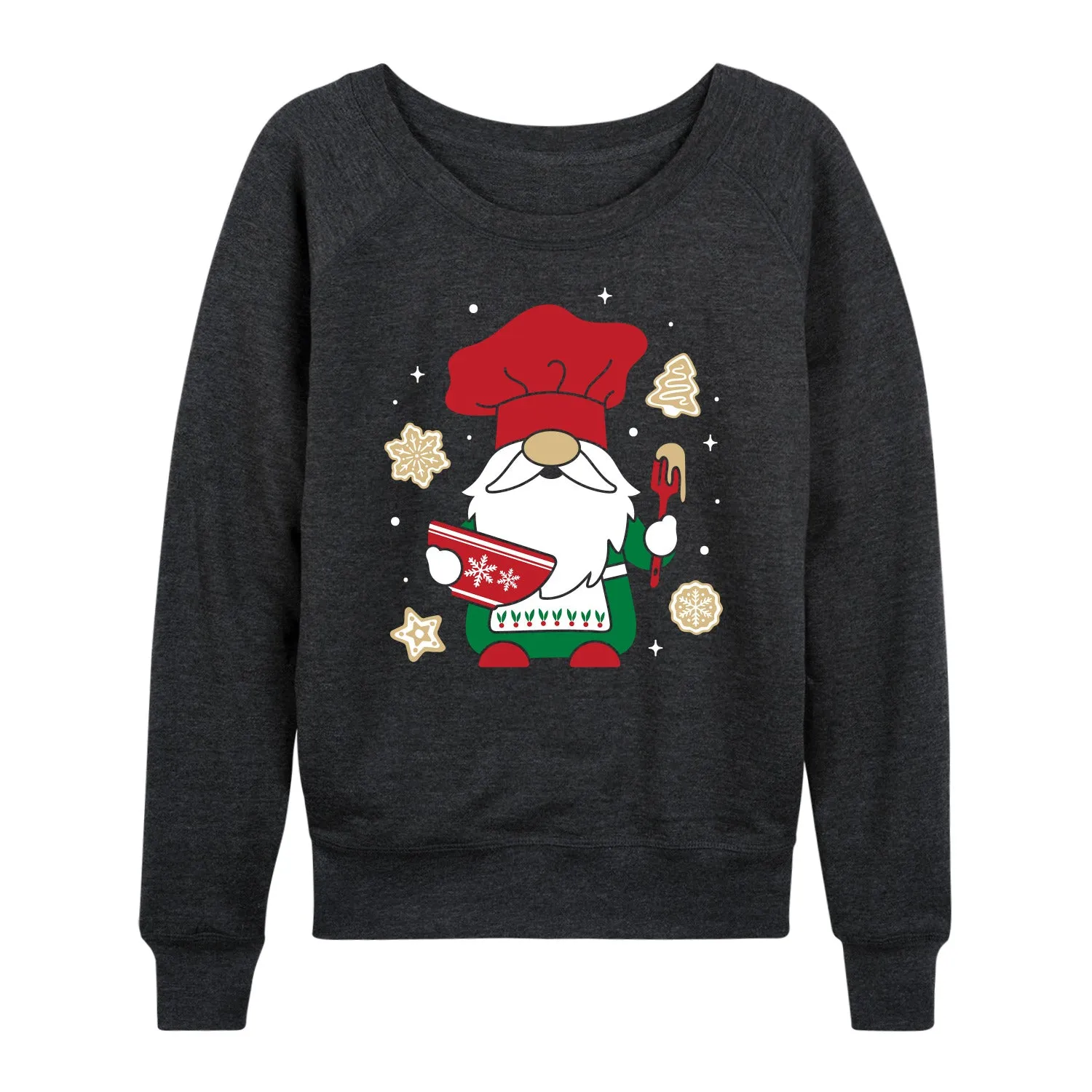 Instant Message - Christmas Baking Gnome - Women's Lightweight French Terry Long Sleeve Shirt sold by Zulily