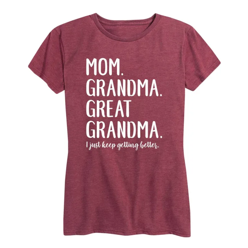 Instant Message - Mom Grandma Great Grandma - Women's Short Sleeve Graphic T-Shirt sold by Zulily
