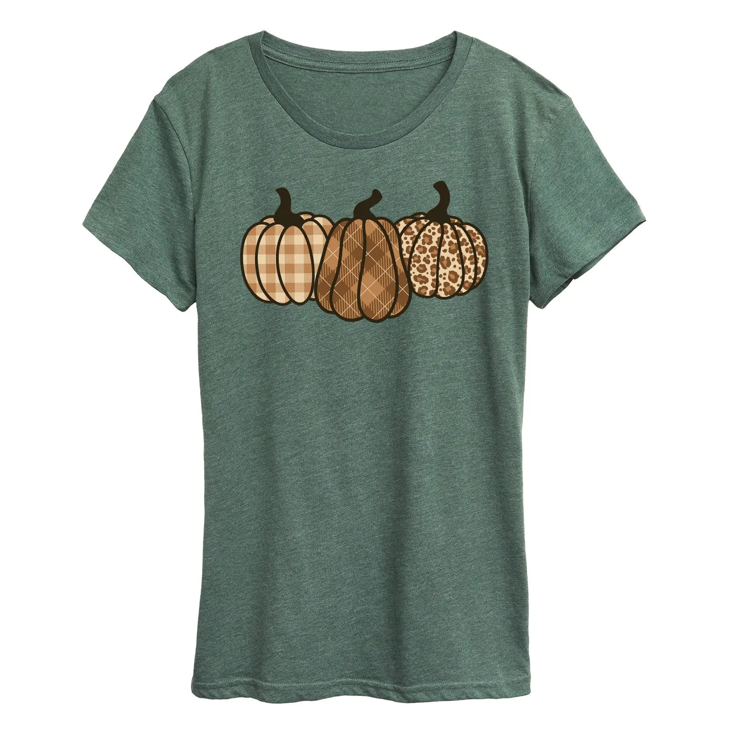 Instant Message - Brown Plaid Pumpkins - Women's Short Sleeve Graphic T-Shirt sold by Zulily product image thumbnail 2