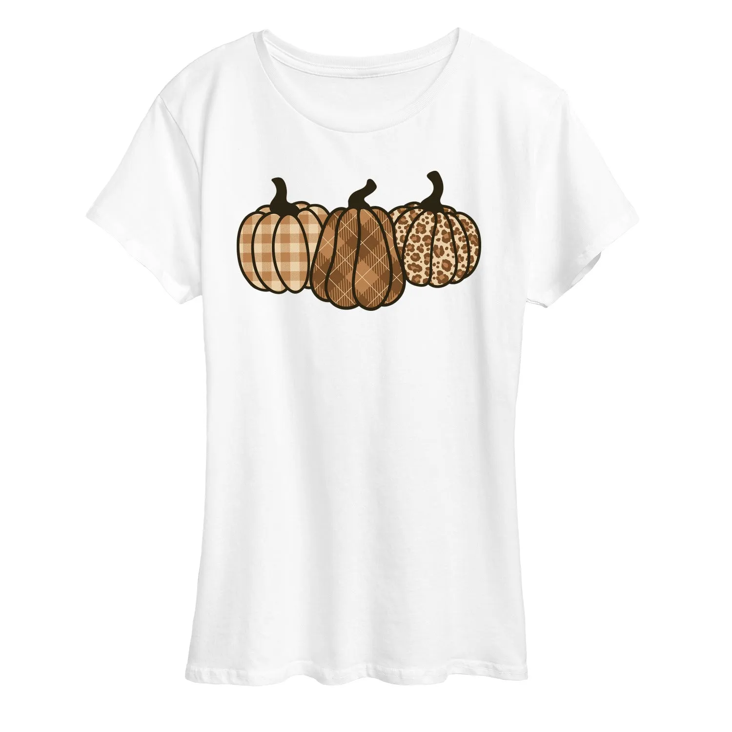 Instant Message - Brown Plaid Pumpkins - Women's Short Sleeve Graphic T-Shirt sold by Zulily product image thumbnail 3