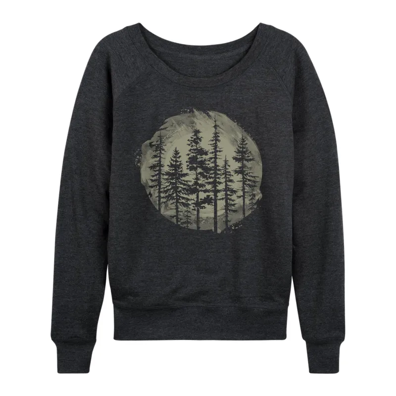 Instant Message - Watercolor Pine Trees - Women's French Terry Long Sleeve Shirt sold by Zulily