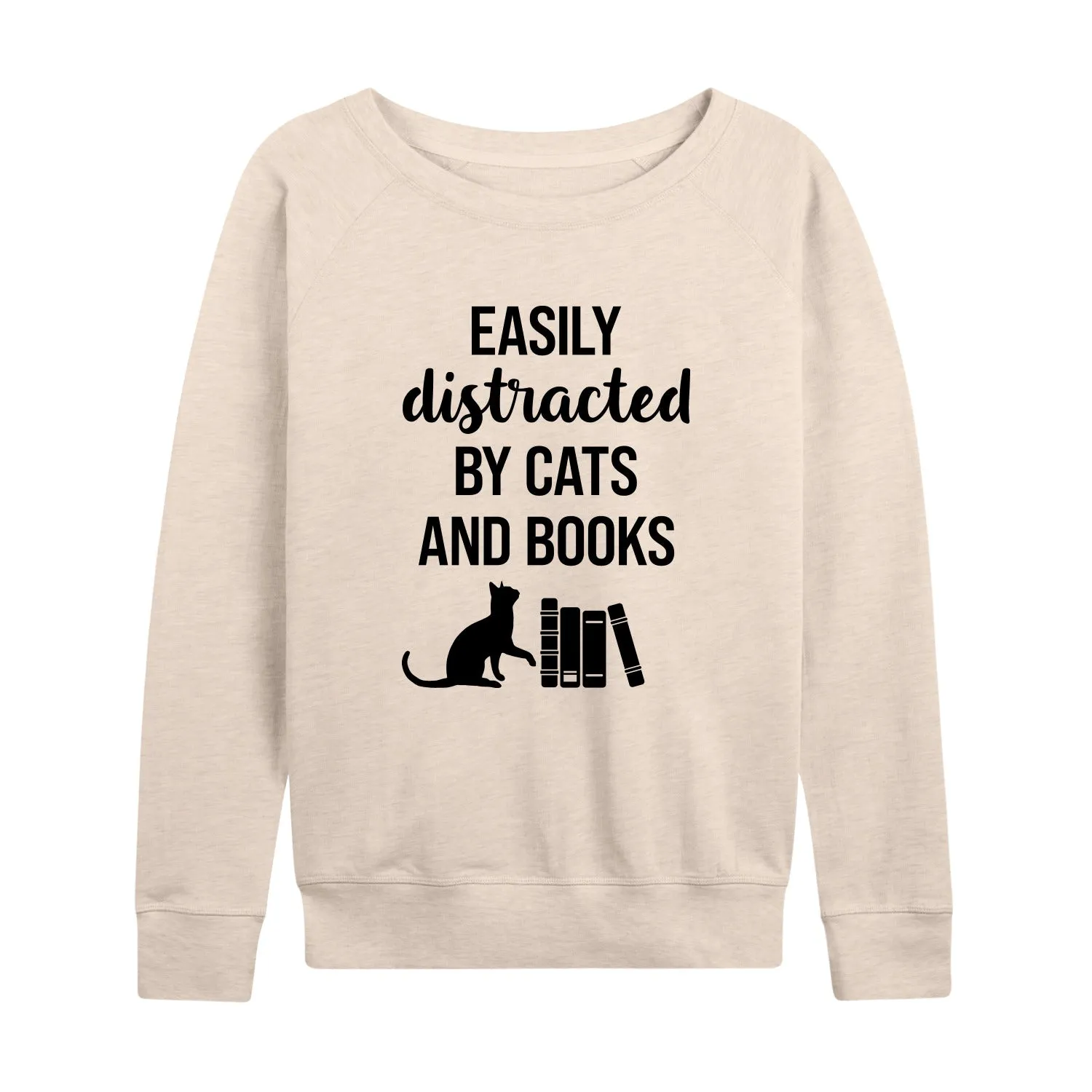 Instant Message - Easily Distracted Cats Books - Women's Lightweight French Terry Long Sleeve Shirt sold by Zulily