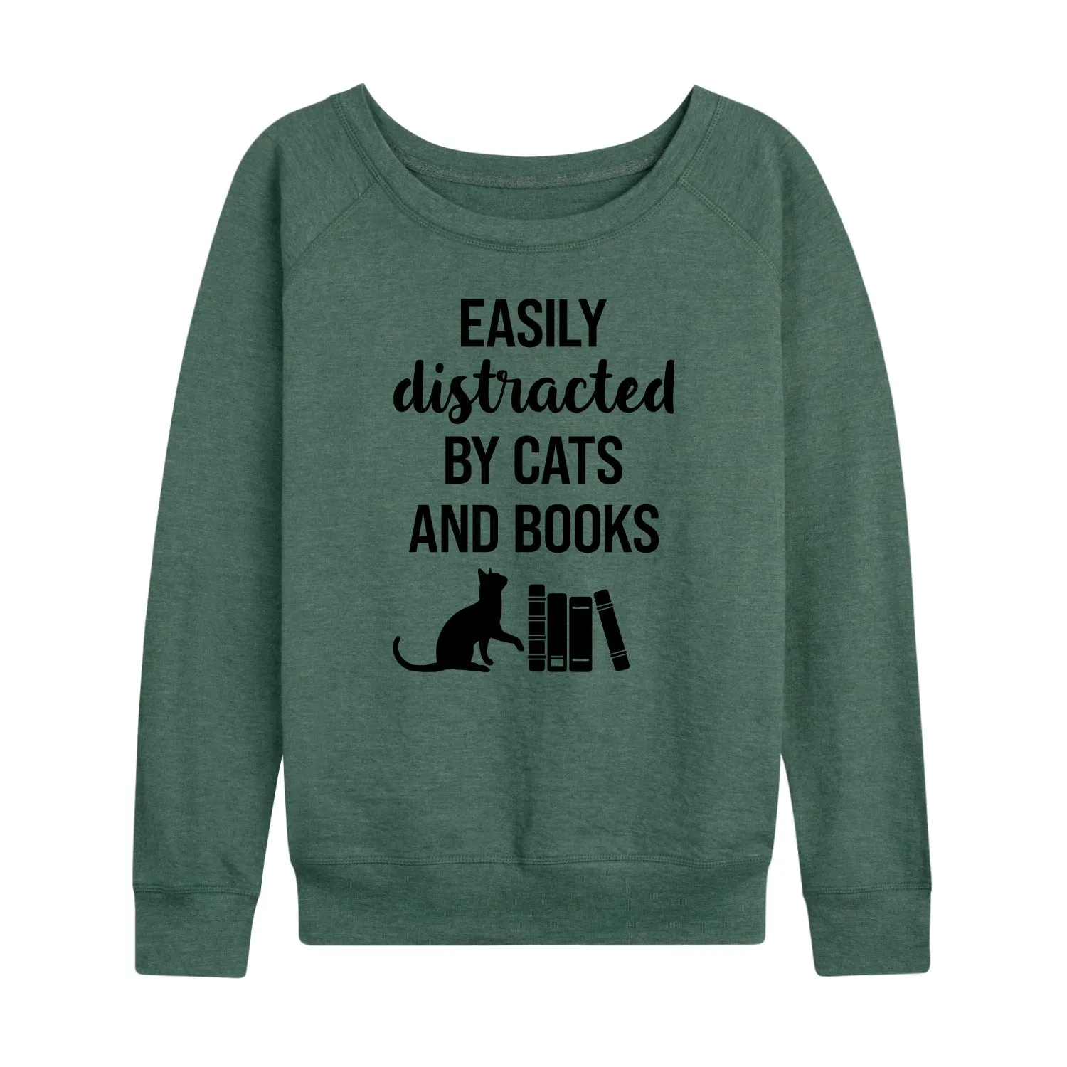 Instant Message - Easily Distracted Cats Books - Women's Lightweight French Terry Long Sleeve Shirt sold by Zulily product image thumbnail 2