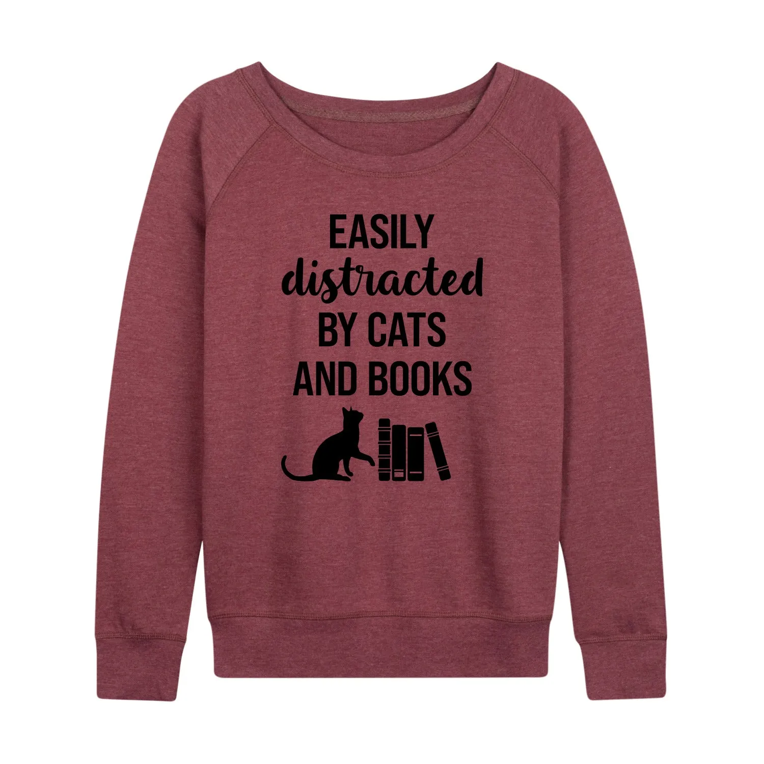 Instant Message - Easily Distracted Cats Books - Women's Lightweight French Terry Long Sleeve Shirt sold by Zulily product image thumbnail 3