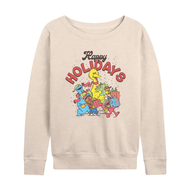 Sesame Street - Happy Holidays - Women's French Terry Long Sleeve Pullover made by Sesame Street