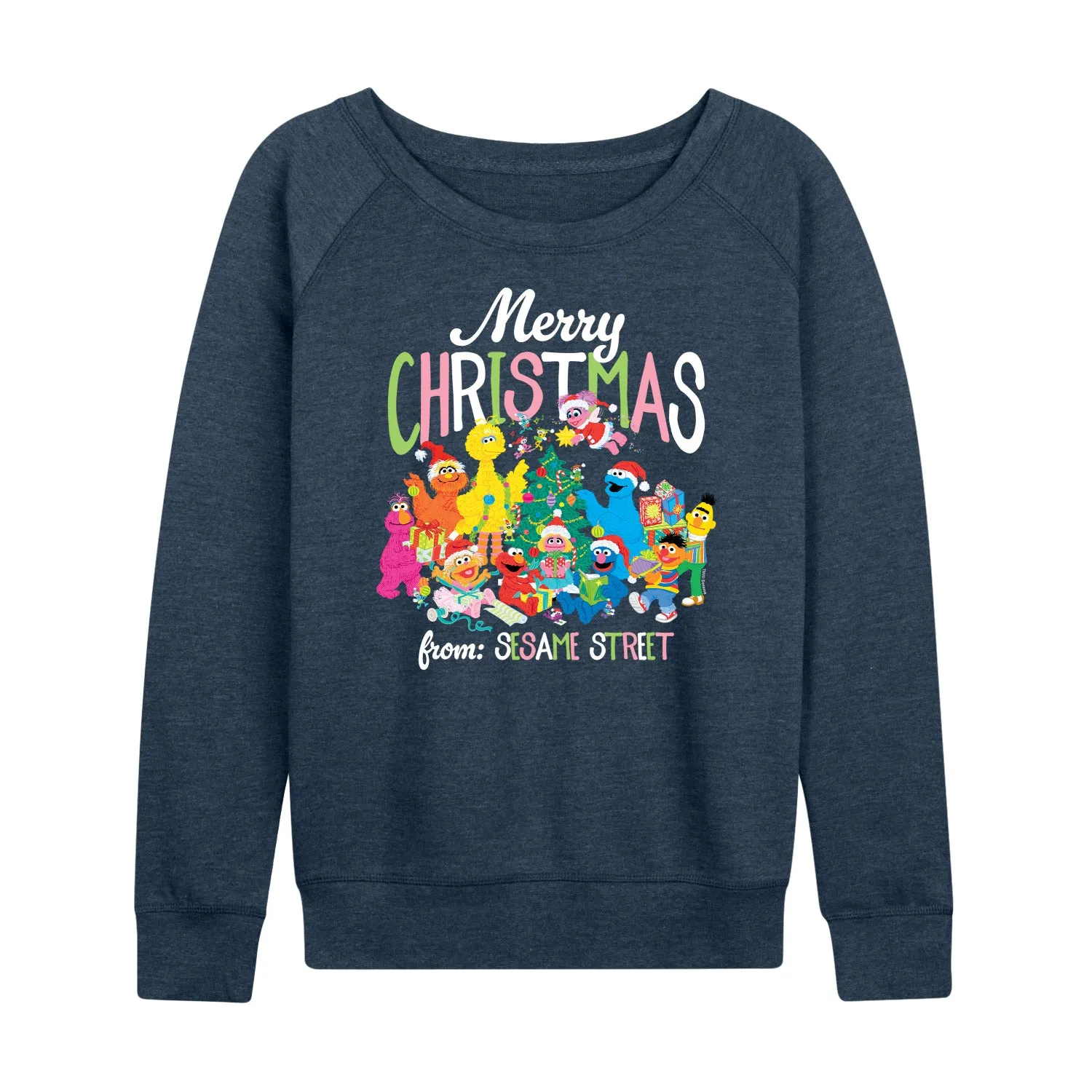 Sesame Street - Big Group Christmas - Women's French Terry Long Sleeve Pullover sold by Zulily