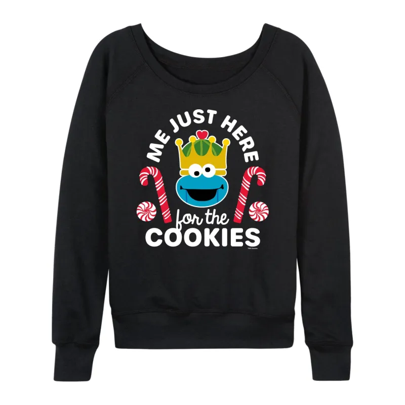 Sesame Street - Just Here for the Cookies - Women's French Terry Long Sleeve Pullover sold by Zulily