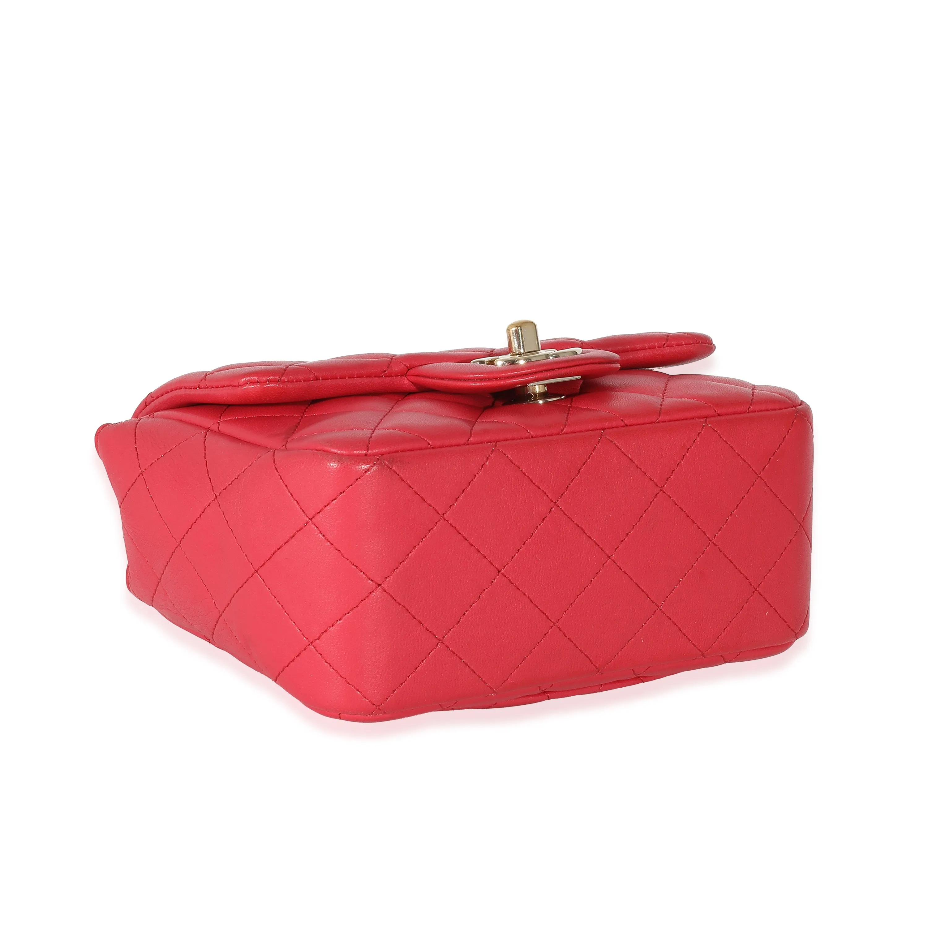 Chanel Women's Dark Pink Quilted Lambskin Mini Square Flap Bag sold by Zulily product image thumbnail 3
