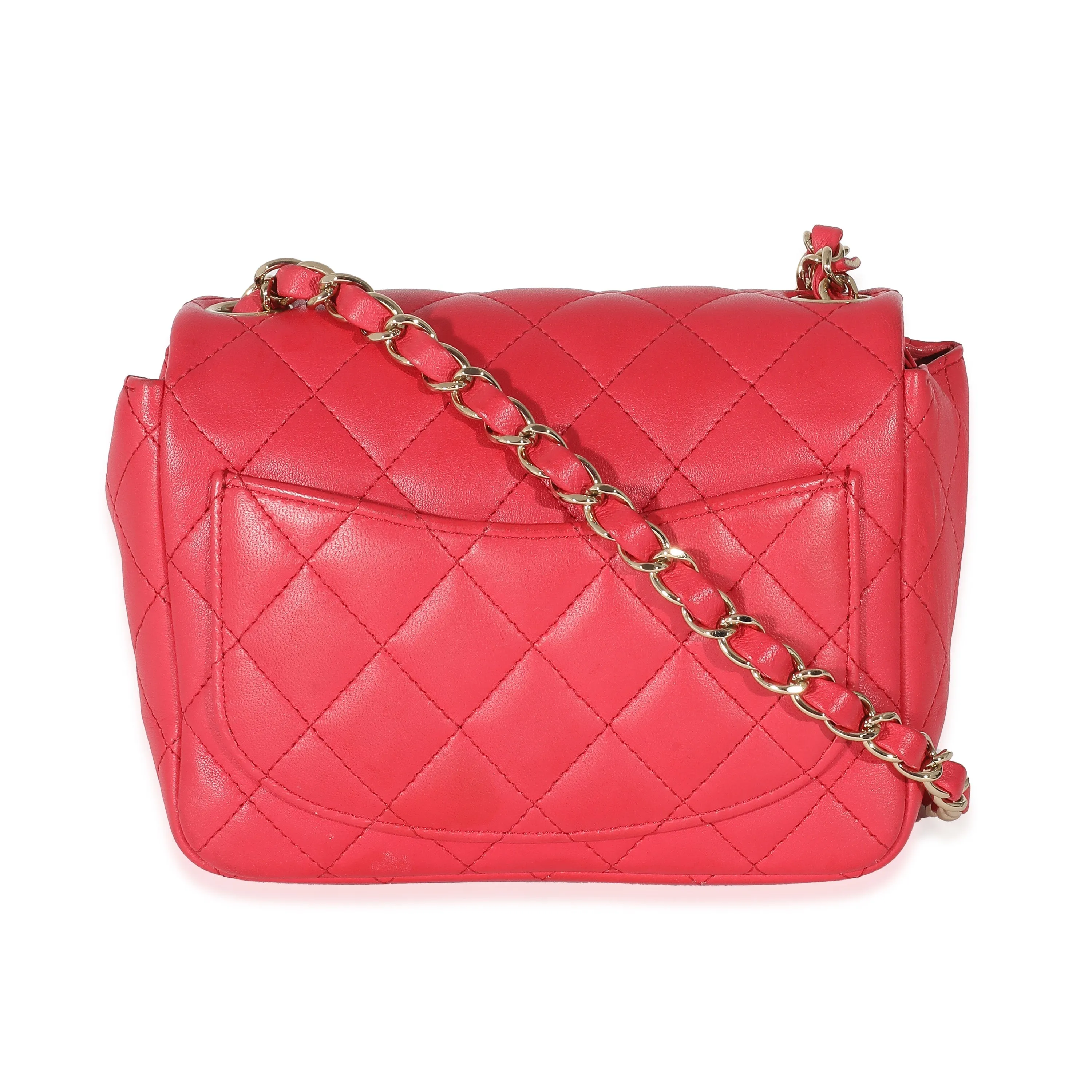 Chanel Women's Dark Pink Quilted Lambskin Mini Square Flap Bag sold by Zulily product image thumbnail 4