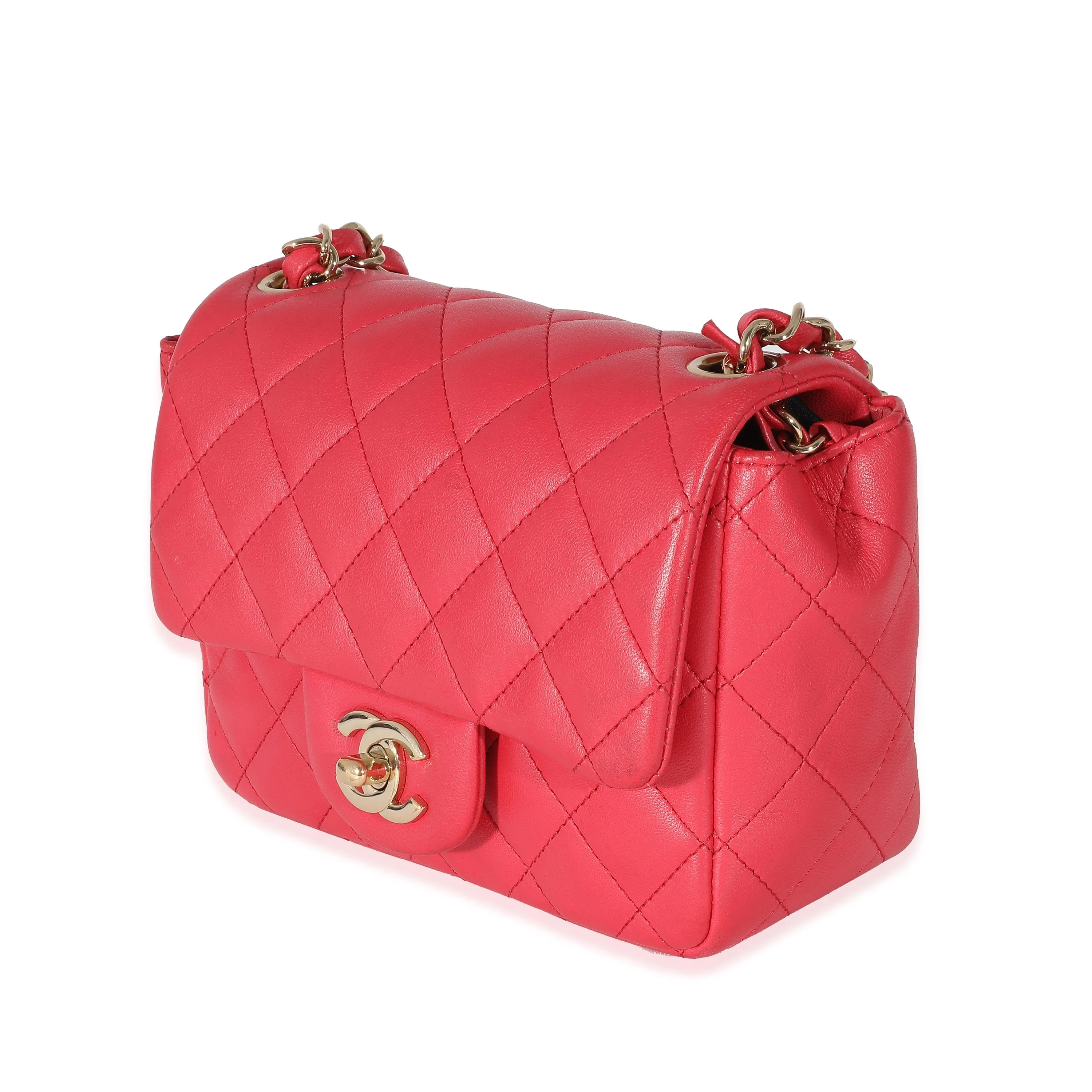 Chanel Women's Dark Pink Quilted Lambskin Mini Square Flap Bag sold by Zulily product image thumbnail 2