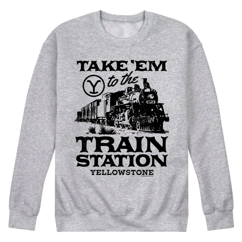 Yellowstone - Take 'Em To The Train Station - Men's Crewneck Fleece Pullover sold by Zulily