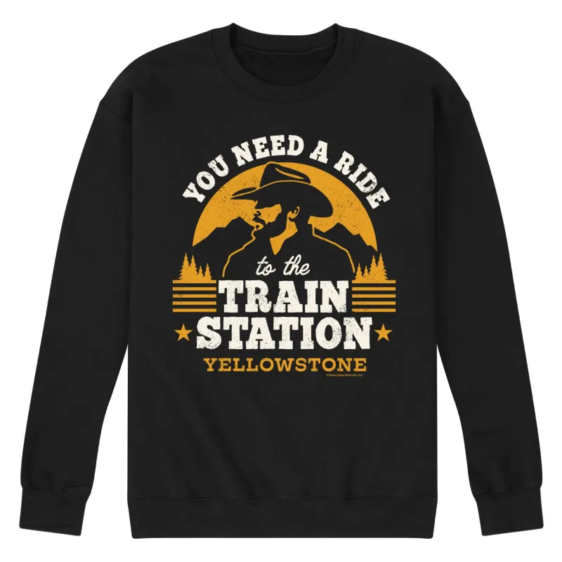 Yellowstone - You Need A Ride To The Train Station - Men's Crew Neck Fleece Pullover sold by Zulily
