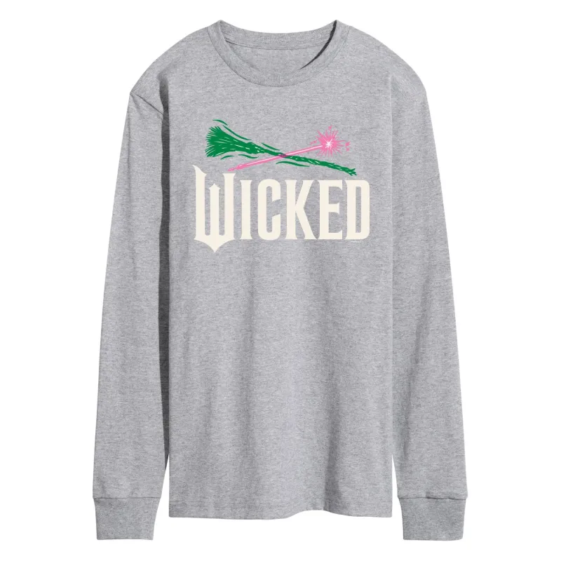 Wicked: Part 2 - Wand And Broomstick Logo - Men's Long Sleeve Graphic T-Shirt made by Zulily