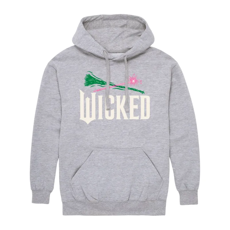 Wicked: Part 2 -  Wand And Broomstick Logo -Mens Long Sleeve Fleece Pullover Hoodie sold by Zulily