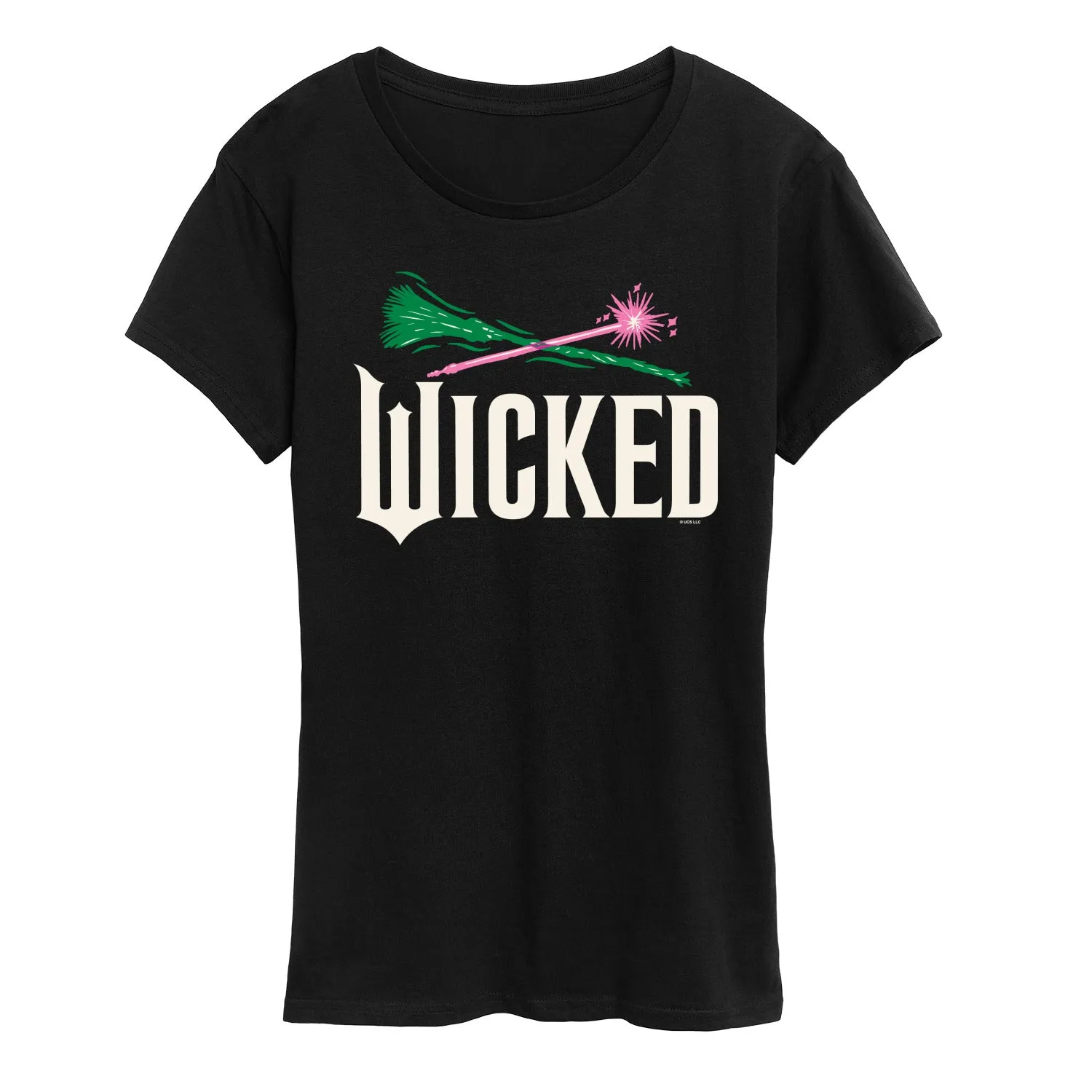 Wicked: Part 2 - Wand And Broomstick Logo - Women's Short Sleeve Graphic T-Shirt sold by Zulily