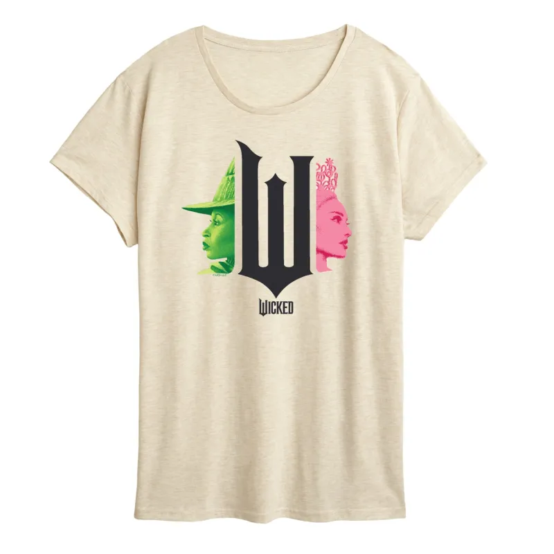 Wicked - Elphaba And Glinda Side Profile - Women's Short Sleeve Graphic T-Shirt sold by Zulily